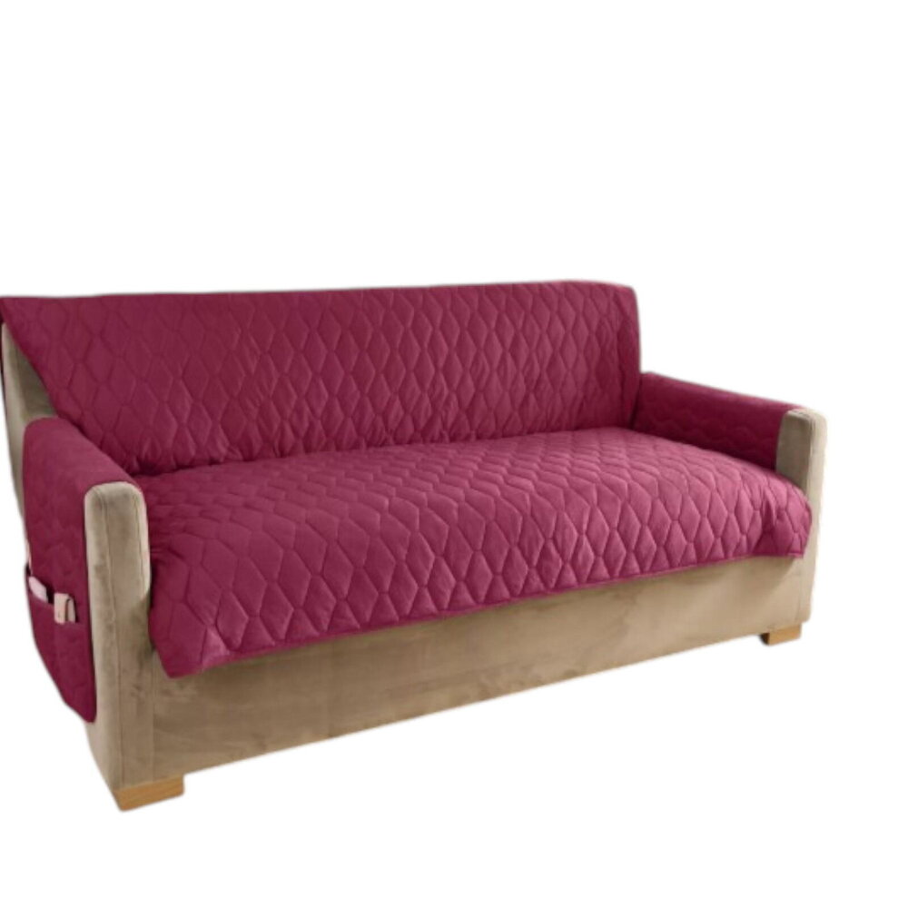Home Reflections Micro mink Pin-Sonic Love Seat Cover Burgundy